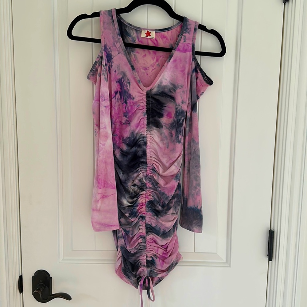 Tie Dye Open Shoulder Dress